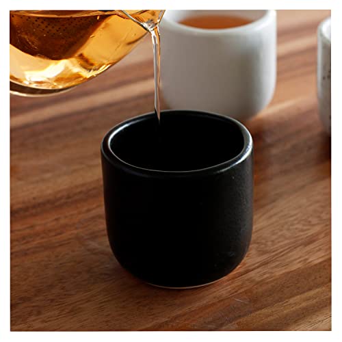 roro Handcrafted Matte Black Ceramic Tea & Coffee Sipper Cups, 8 oz - Set of 2, Artisan Stoneware, Lead-Free, Microwave & Oven Safe - color: Matte Black Sipper Cup x 2