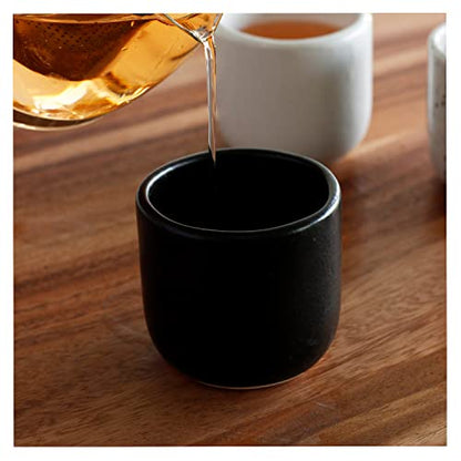 roro Handcrafted Matte Black Ceramic Tea & Coffee Sipper Cups, 8 oz - Set of 2, Artisan Stoneware, Lead-Free, Microwave & Oven Safe - color: Matte Black Sipper Cup x 2
