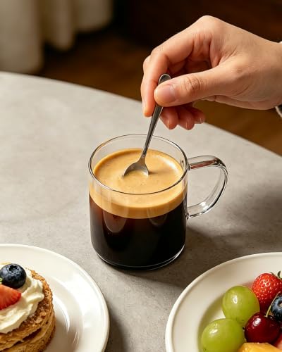 LUXU Glass Coffee Mugs, 14 oz Ice coffee cups,Clear Tea Cups Set of 4 | Heat Resistant and Explosion-Proof Glass Coffee Cups,Borosilicate Glass Mugs with Handles for Hot/Cold Beverages,Americano - style: 14 oz clear coffee mugs