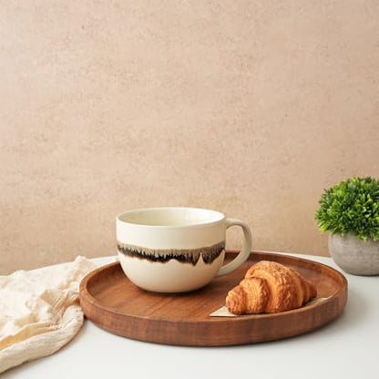 Bosmarlin Ceramic Large Coffee Mug Set of 2, 23 Oz, Jumbo Mug Soup Bowls with Handles, Dishwasher and Microwave Safe (23 Oz, Beige) - color: Beige