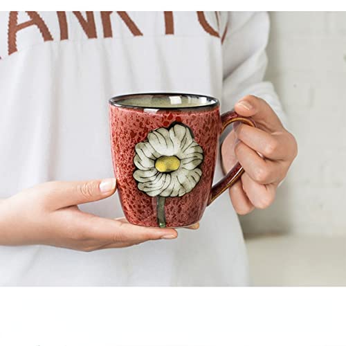 Ceramics 12oz Coffee mugs,Coffee cups,Tea mugs,Kiln Glazing Process,Microwave and Dishwasher Safe, Perfect For Tea, Espresso, Latte - Porcelain Mugs for Kitchen or Cafe (Red+Blue+Green+Pink)