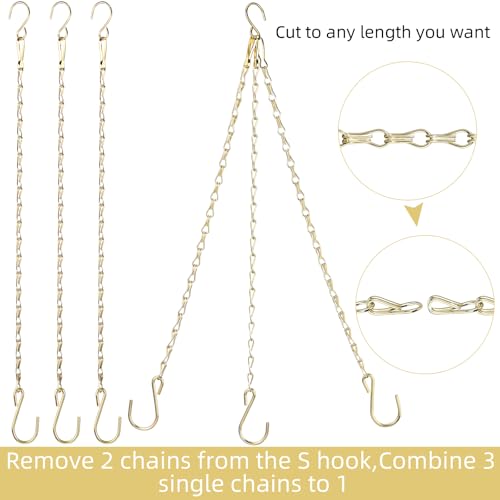 Hotop 8 Pcs Metal Hanging Chains with Ceiling Hooks, Garden Plant Hangers for Hanging Bird Feeders, Billboards, Chalkboards, Basket, Planters, Lanterns, Wind Chimes, Chain Hook DIY(12 Inch,Gold) - color: Gold, size: 12 Inch
