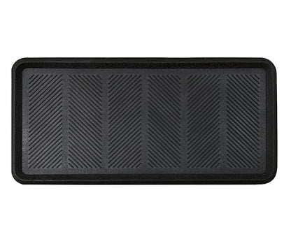 Croft&Cane Rubber Boot Tray - Black 16x32 inch Large Waterproof Shoe Tray | Heavy Duty Big Foot Indoor Outdoor Boot Mat with Raised Edges - Slip Resistant Entryway Garage Pet Feeding Multi-Purpose Mat - size: 1'4" x 2'8" (Rectangular)
