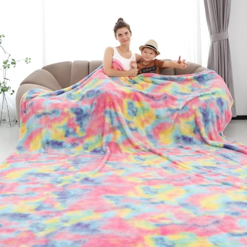 obinsm Fleece Throw Blanket Queen Size, Soft Fuzzy Blankets for Bed | Warm Lightweight Plush Large Blanket for Women Adults Room Decor 90x 90 in - color: Colored Tie Dye Blanket, size: Size 90" x 90"(228 x 228 cm)
