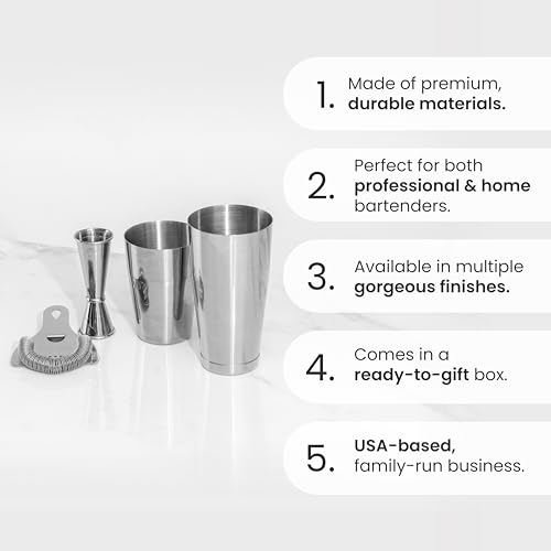 A Bar Above 4 Piece Cocktail Shaker Set, Bartender Kit, Antique Copper | Includes Strainer and Jigger, Stainless Steel Barware, For Craft Mixed Drinks, Home Bar Essentials, Party Ready Kit, Top Find - color: Antique Copper, size: 4-Piece Bar Set