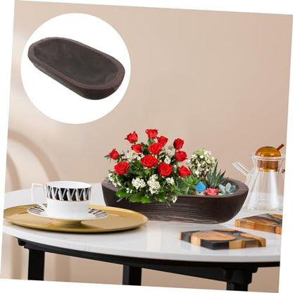 Healifty Rustic Wooden Decorative Bowl for Table Centerpiece Cozy Farmhouse Style