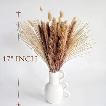 Natural Dried Pampas Grass Decor, Brown Pampas Grass， Bunny Tails Dried Flowers, Reed Grass Bouquet for Wedding Boho Flowers Home Table Decor, Fall Decor，Rustic Farmhouse Party (100 in Total ) - size: 100CPS-Brown