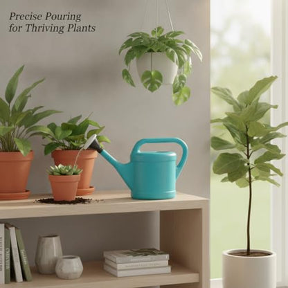 Long Spout Watering Can for Indoor Plants, Lightweight Blue PP Plastic with Narrow Tip for Precise Pouring - size: 12.99 x 3.35 x 9.84 in