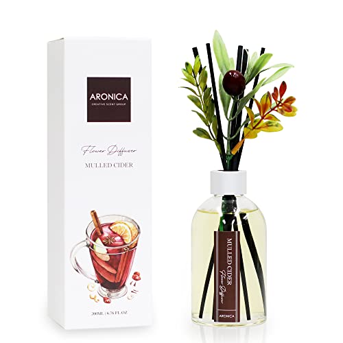 Aronica Christmas Tree Diffusir Oil Cinnamon, Mulled Spice Apple Oil with Sticks, Winter Candy Scented Reed Diffuser, Home Fragrance Decor - color: Mulled Cider