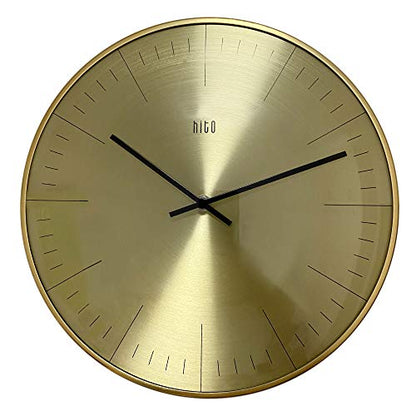 HITO Silent Non Ticking Wall Clock Glass Front Cover Accurate Sweep Movement 12 inch Modern Decorative for Kitchen, Living Room, Bathroom, Bedroom, Office (Gold 1)