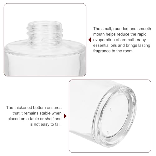 HARFINGTON 200ml/6.8oz Empty Glass Diffuser Bottle 4.9" x 2.5" Refillable Fragrance Accessories Aromatherapy Jar Container for Replacement Reed Diffuser DIY Home Bathroom Transparent - size: 4.9" x 2.5"