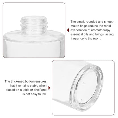 HARFINGTON 200ml/6.8oz Empty Glass Diffuser Bottle 4.9" x 2.5" Refillable Fragrance Accessories Aromatherapy Jar Container for Replacement Reed Diffuser DIY Home Bathroom Transparent - size: 4.9" x 2.5"