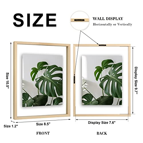 Egofine 8x10 Floating Frames Set of 2, Double Plexiglass Picture Frame, Made of Solid Wood Display Any Size Photo up to 8x10, Wall Mount or Tabletop Standing, Natural Wood - color: Natural Wood, size: 8x10