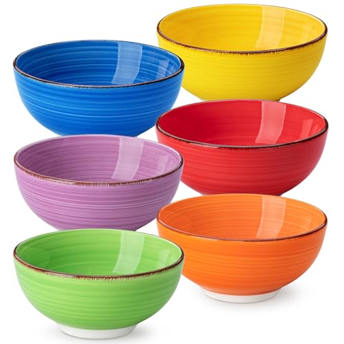 vancasso Bonita 12 Oz Small Bowls Set of 6, Ceramic Mini Dessert & Dipping Dishes, 5" Kids Bowls for Dip and Snacks, Microwave Safe Multicolor - color: Warm Color, size: 12 Oz