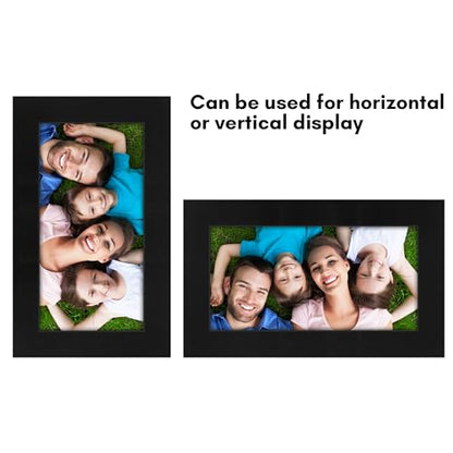 Americanflat 4x8 Picture Frame - Engineered Wood - Black | Shatter-resistant glass, wall or tabletop display with included easel, sawtooth hangers included - color: Black, size: 4x8