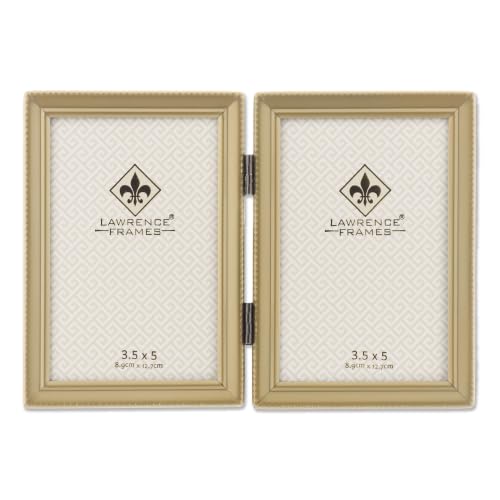 Lawrence Frames Bead Border Design, 3.5x5 Double, Satin Gold - color: Satin Gold, size: 3.5x5 Double