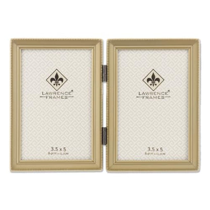 Lawrence Frames Bead Border Design, 3.5x5 Double, Satin Gold - color: Satin Gold, size: 3.5x5 Double