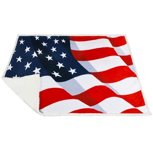 Catalonia Patriotic American Flag Throw Blanket for Veteran and Citizenship | USA Flag Home Decor for Sofa and Bed, Gift for Military Families, 4th of July and Memorial Day, 50 x 60 Inch, Sherpa Fleece - color: Us Flag