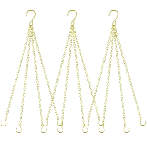 garini 3 Pack, 23 Inch Hanging Baskets Chain, Gold Hanging Chains with Hooks Flower Pot Chain Replacement Plant Hangers for Planters, Bird Feeders and Lanterns - color: Gold, size: 3P