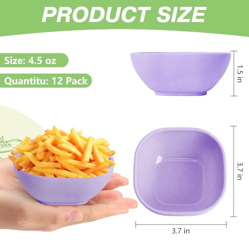 SHECIPIN 12 Pack Unbreakable Dipping Bowls, 4.5 OZ Soy Sauce Dishes，dipping sauce cups，small bowls for dips (Elegant purple) - color: Elegant purple