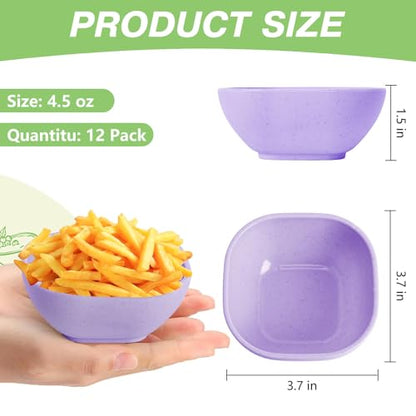 SHECIPIN 12 Pack Unbreakable Dipping Bowls, 4.5 OZ Soy Sauce Dishes，dipping sauce cups，small bowls for dips (Elegant purple) - color: Elegant purple