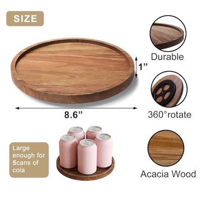 VERTORGAN Lazy Susan Bamboo Organizer for Kitchen,Cabinet(Small) | 360 Rotating Turntable,Spice Rack,Serving Tray,Pantry Vanity Organizer,Countertop Space-Saver - size: 8.6in