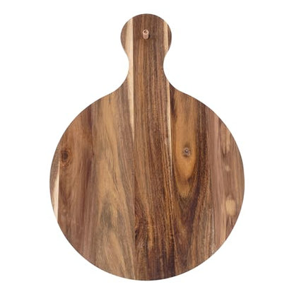 Round Charcuterie Board - 15" x 22" Large Round Charcuterie Board with Peg for Interchangeable Decorative Topper, Round Charcuterie Boards in Acacia, Round Cutting Board with Handle - style: Round Charcuterie Board
