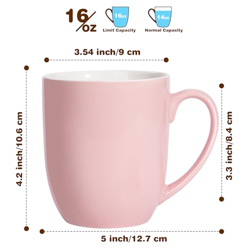 Urbanstrive 16 oz Large Coffee Mug with Handle Tea Cup Novelty Coffee Cup Idea Gift for Men Women Office Work (Pink) - color: Pink