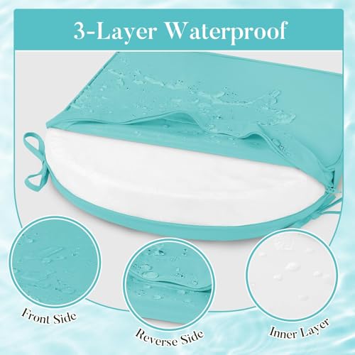 Basic Beyond Outdoor Cushions for Patio Furniture: Waterproof & UV Resistant Outdoor Chair Cushions Set of 4-19 x 19 x 3 Inch Thick Patio Chair Cushions with Adjustable Ties & Handle, Teal - color: Teal