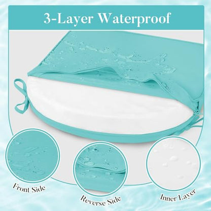 Basic Beyond Outdoor Cushions for Patio Furniture: Waterproof & UV Resistant Outdoor Chair Cushions Set of 4-19 x 19 x 3 Inch Thick Patio Chair Cushions with Adjustable Ties & Handle, Teal - color: Teal
