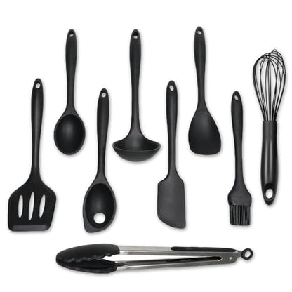 Chef Craft - Premium Silicone Kitchen Tools and Utensils Set, Non-Scratch, Withstands Temperatures up to 450°F, BPA-Free, 9 Piece Cooking Utensils Set, Black - color: Black, size: 9 Piece Set