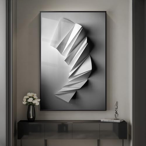 Framed Black and White Modern Elegant Abstract Wall Art, Large Contemporary Minimalist Prints, Gray Abstract Geometric Shape Pictures for Living Room Dining Room Bedroom Hallway Wall Decor 24x36 In - color: Grey Geometric