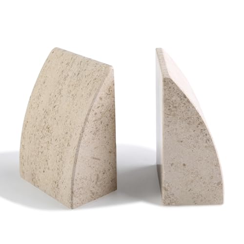 Marble Bookends for Shelves, Large Bookends for Heavy Books, Non-Slip Heavy Duty Book Stopper for CD/Movies, Aesthetic Decorative Bookends for Shelves Table Home Decor(Brown) - color: Sail-brown