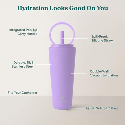 REDUCE Halo 32 oz Stainless Steel Vacuum Insulated Tumbler - Spill Proof Travel Mug with Flip Handle Lid - Keeps Drinks Cold for 32 Hrs - Dishwasher Safe - Cupholder Friendly - Purple Punch - color: Purple Punch, size: 32 Ounces