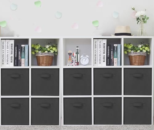 Storage Cubes, 11 Inch Cube Storage Bins, Set of 10, Fabric Foldable Storage Bins With Handles, Closet Storage Organizer Bins, Cubby Clothing Storage Baskets for Shelves, Black - color: Black, size: 10 Pack