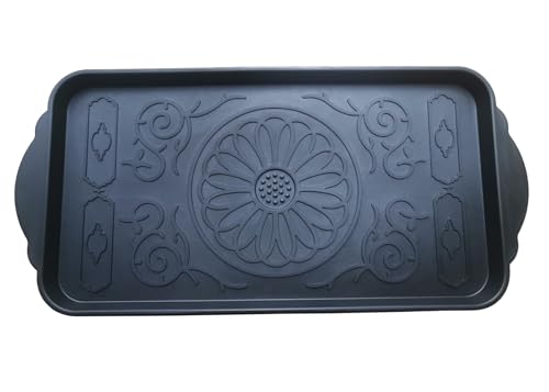 Boot Tray for Entryway,Hard Plastic Boot Mat,Shoe Tray,Shoe Mat for Indoor and Outdoor Use (Black Flower (Hard Plastic), 29.5X14.9 inch) - color: Black Flower (Hard Plastic), size: 29" x 14" x 1.2"