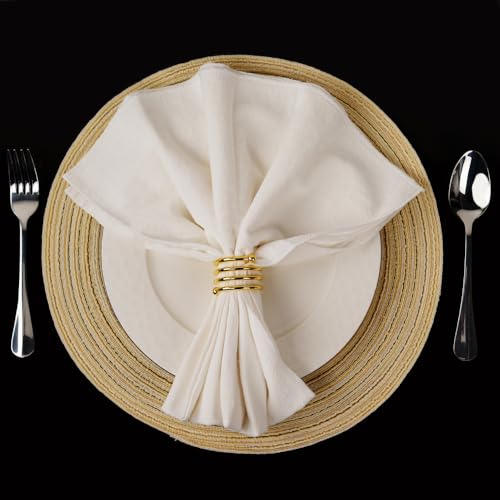 6Pcs Gold Napkin Rings Round Napkin Ring Set of 6 Napkin Holders for Cloth Napkins for Wedding, Thanksgiving, Fall Party, Valentines Day, Easter Table Decor. - style: Ring-gold