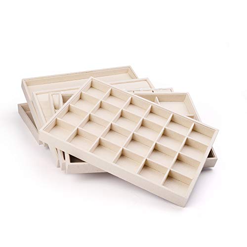 Oirlv Stackable Jewelry Tray,Linen Rings Earrings Organizer for Drawer | Solve Clutter Issues in Drawers or Jewelry Collections, Attractive,High-end and Long-lasting,Display Jewelry Professionally - size: 24 Grids