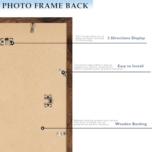 6x6 Picture Frame with 4x4 Mat Deep Brown, Display 4x4 with Mat or 6x6 Without Mat, Wood 6 by 6 Photo Frame, 6 x 6 Frame for Wall Hanging and Tabletop Display, Deep Brown, 3 Pack - size: 6x6 inch