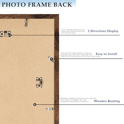 11x17 Picture Frame Deep Brown for Wall Hanging, Wood 11 x 17 Frame Photo Frame for Wall Horizontally or Vertically, Deep Brown, 3 Pack - size: 11x17 inch