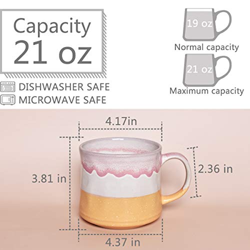 Bosmarlin Large Ceramic Coffee Mug, Big Tea Cup, 7 Colors to Choose, 21 Oz, Dishwasher and Microwave Safe, 1 PCS (Yellow) - color: Yellow