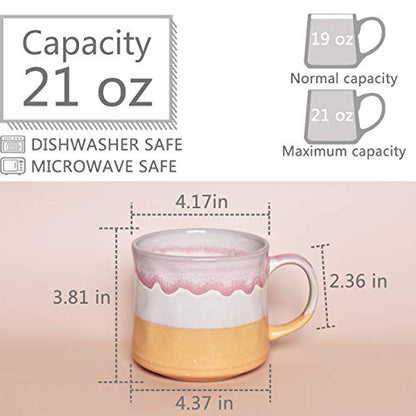Bosmarlin Large Ceramic Coffee Mug, Big Tea Cup, 7 Colors to Choose, 21 Oz, Dishwasher and Microwave Safe, 1 PCS (Yellow) - color: Yellow