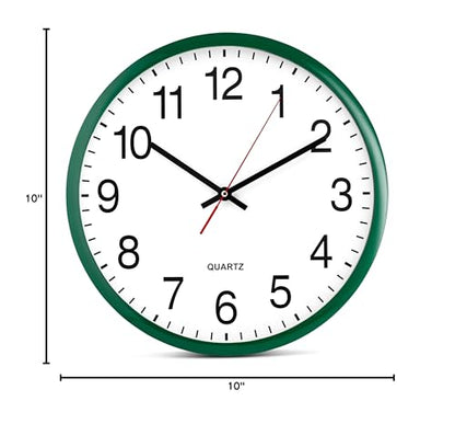 Bernhard Products Hunter Green Wall Clock, Silent Non Ticking - 16 Inch Extra Large Quality Quartz Battery Operated Round Easy to Read Home/Office/Business/Kitchen/Classroom/School Clocks - color: Hunter Green, size: 16 Inch