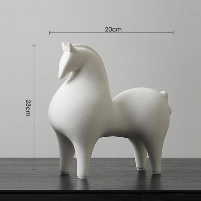 Modern Simple Ceramic White Horse Living Room Home Office Decoration (Lager White Horse) - size: Large