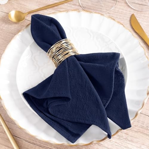 Navy Blue Cotton Linen Cloth Napkins Boho Rustic Dinner Napkins Cloth | 16"×16",Set of 8 Cloth Napkins Bulk,Washable Dinner Napkins for Wedding Party Baby Bridal Shower Birthday Table Decor - color: Navy Blue, size: 16" x 16" (Set of 8)