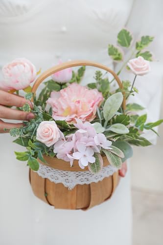 Serra Flora Artificial Greenery Spray Box Set(Pack of 48pcs) with 7 Kinds of DIY Wedding Bouquet Filler Table Centerpieces and Floral Arrangement - color: Fresh Green&light Pink