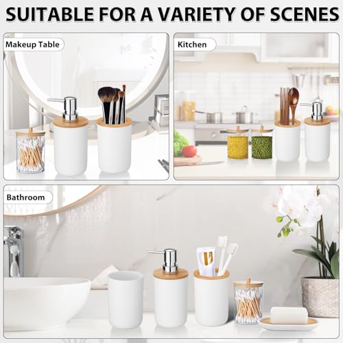 Bathroom Accessories Set 5Piece White Bathroom Sets, Toothbrush Holder, Toothbrush Cup, Lotion Soap Dispenser, Soap Dish and Qtip Holder Bathroom Decor - style: White