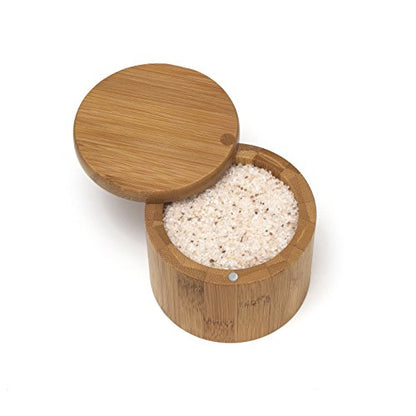 Lipper International Bamboo Wood Salt or Spice Box with Swivel Cover, 3-1/2" x 2-3/4"