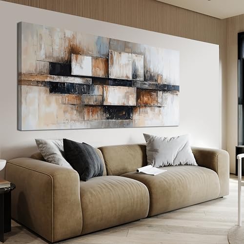 Modern Abstract Geometric Oversized Wall Art Decor For Living Room Modern Abstract Beige And Black Wall Art Geometric Decorations Prints Wall Art For Bedroom And Office Wall Decor 29 X 58 Inch - color: Black., size: 58"L x 29"W