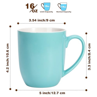 Urbanstrive 16 oz Large Coffee Mug with Handle Tea Cup Novelty Coffee Cup for Men Women Office Work, Blue - color: Blue